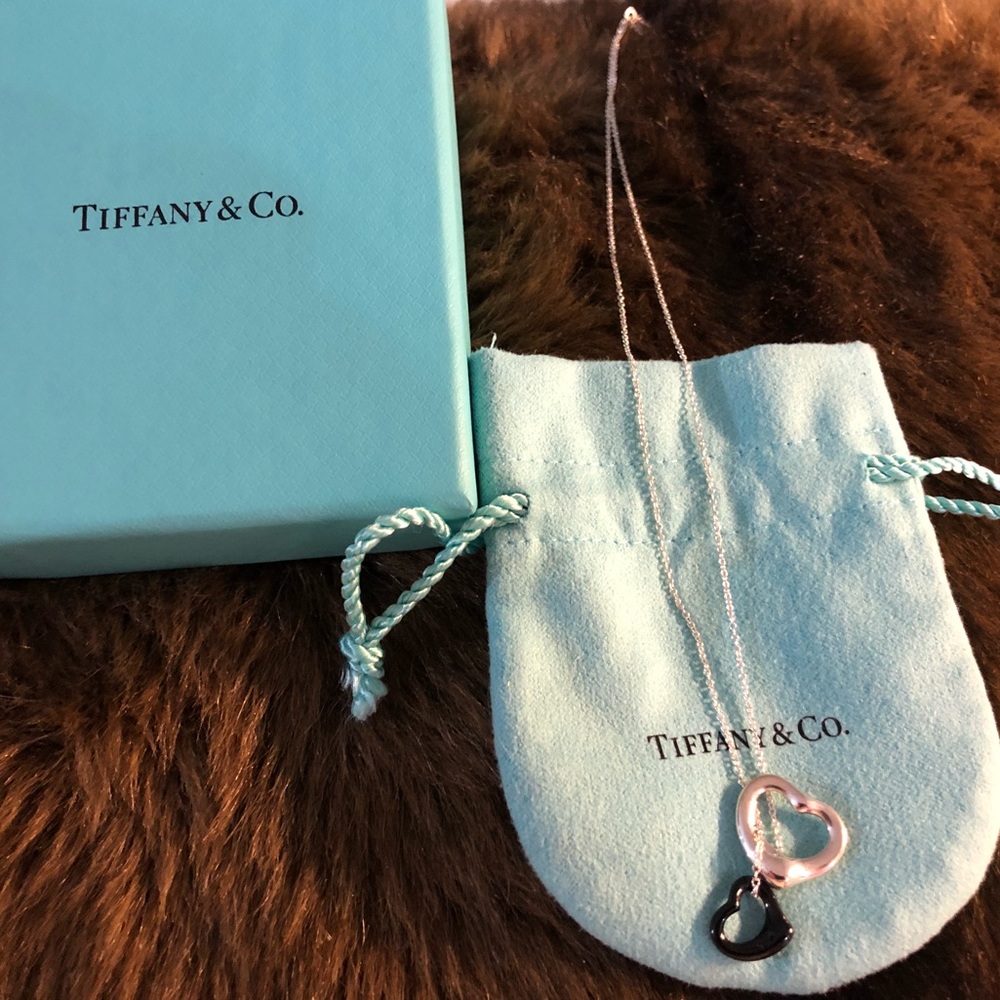 Tiffany silver heart & black heart necklace